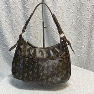 Dooney & Bourke Collins Hobo Monogram Brown Shoulder Bag‎ coated canvas leather